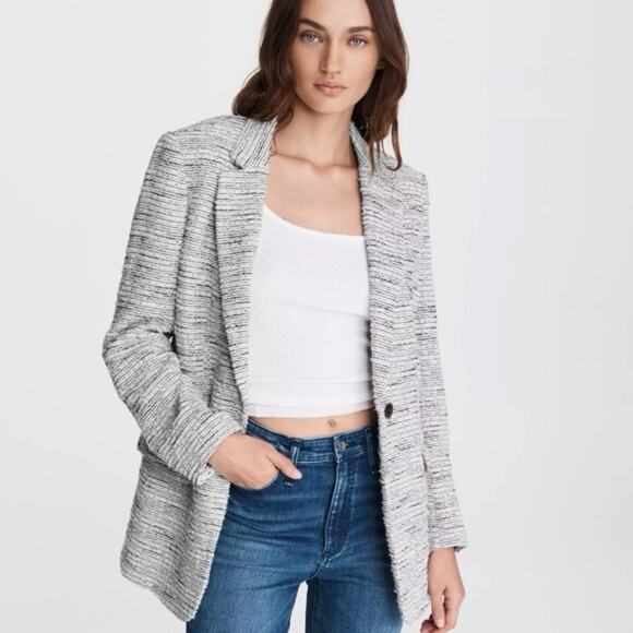 rag & bone Jackets & Blazers - Rag & Bone Tweed Deconstructed Textured Blazer Jacket Black & White Wool Sz 0